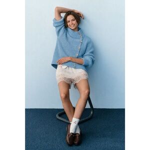 cinq a sept | Claren High Neck Cropped Cardigan w/ Asymmetrical Buttons ~ XS